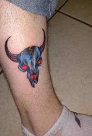 ox skull tattoo male shank on colored bull skull Tattoo pictures