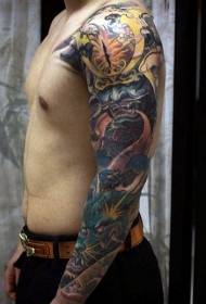 Mrekulloni spektakolar shumëngjyrësh i Demonit Samurai me modelin e gjelbër Tattoo Dragon