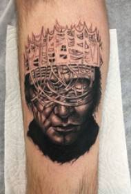 karakter portret tattoo mannelijke schacht op kroon en karakter tattoo Foto