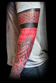 ziedu roka lielas krāsas cilts rotaslietas tetovējums modelis