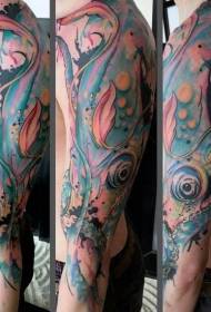 armfärg stor tioarmad bläckfisk tatuering mönster