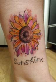 Kalb symmetrische Tattoo Mädchen Kalb auf Englisch und Sonnenblumen Tattoo Bilder