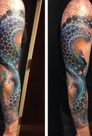 Incredible patró de tatuatge en l'espai del color del braç de la flor