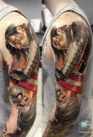 käsivarsi realistinen väri sankari tatuointi malli