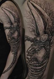 Negro de brazo patrón de tatuaxe de personalidade do esqueleto