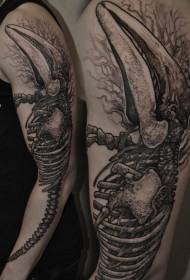 Braccio nero pattern 狳 modello tatuaggio scheletro personalità