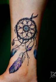 Eurooppalainen vasikka tatuointi tyttö vasikka väri unelma sieppari tatuointi kuva 98824-kukka tatuointi tyttö vasikka kukka tatuointi kuva