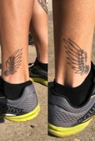 sayap malaikat bahan tatu kanak-kanak lelaki betis pada gambar tatu sayap hitam kelabu