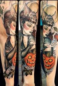 bra penti ak mistè Witch manch Tattoo Modèl