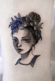ritratto di personaggio ritratto tatuaggio ragazza gambo colorato figura ritratto tatuaggio immagine