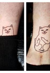 minimalist line tattoo male shank sa itim na pusa tattoo larawan