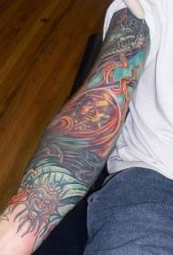 colore del braccio modello del tatuaggio manica Buddha tema