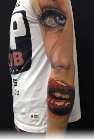 дизајн руке у боји женски портрет тетоважа узорак