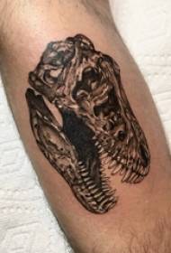 I-Europeanthole tattoo male shank esithombeni esimnyama se-dinosaur skull tattoo