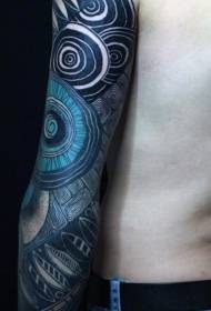 цвят на рамото на цветя интересен кръг татуировка модел