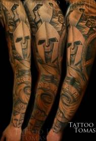 Arm Scary Miżbugħ fil-battalja samurai tal-alfabett Ingliż b'disinn tat-tatwaġġ