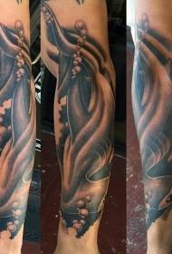 Caj npab ntawm qhov zoo nkauj dub tshauv hammerhead shark tattoo qauv