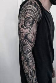 Arm náboženské téma černý anděl socha tetování vzor