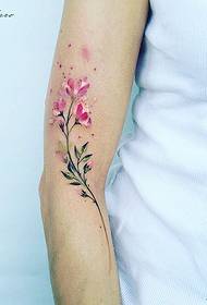 arm small fresh floral color tattoo pattern