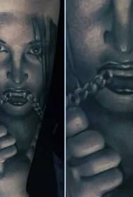pè nwa gri vampire fanm chèn modèl tatoo