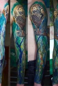 modello di tatuaggio gufo splendido stile realismo