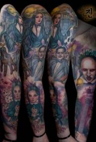 modello di tatuaggio ritratto di vecchia scuola braccio colore film personaggio ritratto