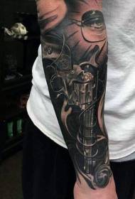 arm black brown funny pistol tattoo pattern