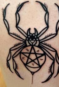 línea minimalista tatuaje hombre vástago en imagen de tatuaje de araña negra