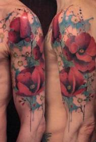 muška ruka prekrasno obojen prirodnim cvjetnim uzorkom tetovaže