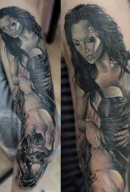 modello di tatuaggio glamour sexy grigio nero braccio