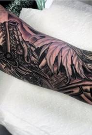 Arm osobnost drak s květinami a listy tetování vzor