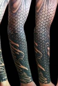fermoso patrón de tatuaxe de brazo en branco e negro