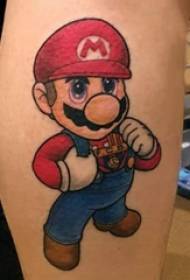 超級馬里奧紋身男腿上超級馬里奧紋身圖片