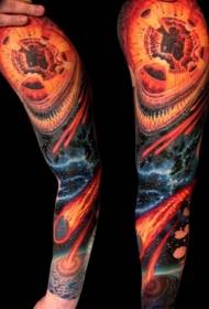 Flower Arm Color Fantasy Space Tattoo Pattern
