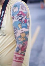 panangan warna kembang Mario tema tato nganggo pola tato