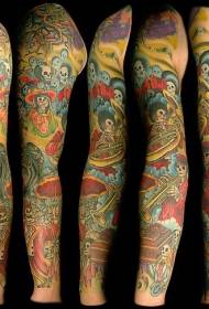 Гүлдер татуировкасы үлгісі 97804-түсті теңіз терең түсті жеңдер татуировкасы