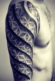 arm Polynesian style black and white jewelry tattoo pattern