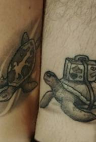 tatuaggio tartaruga Modello gambo ragazzo su foto tatuaggio tartaruga cenere nera