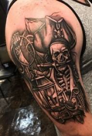 tatuaje de calavera, brazo de niño, dibujo de tatuaje de calavera