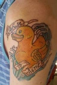 E braccia di ghjuvelli dipinti à l'aquarellu sketch creativi graziosi divertenti cute anatra tattoo
