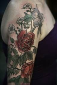 Girl's arm naslikane rastline preproste črte cvetje tattoo slike