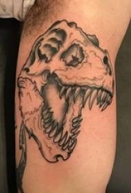 Bracciu di u zitellu nantu à u puntu neru spine simplice linea astratta dinosauro picculu animali tatuaggio