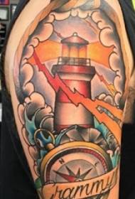 Vuurtoren tattoo jongen arm boven kunst vuurtoren tattoo foto