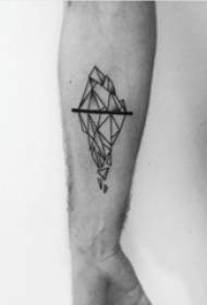 Băieții braț pe sfaturi negre cenușii linii geometrice simple imagini tatuaj iceberg