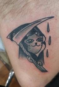 Ti gason Zam sou Nwa pwen Senp Liy kreyatif desen chat lanmò Tattoo