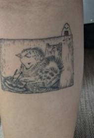 Strákar handleggir á svörtum gráum skissum Sting Ábendingar Skapandi Hedgehog Tattoo Picture