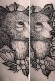 Tetovaža životinja za dečake na crno sivoj životinjskoj tetovaži