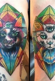 Koup bra pentire dlo koulè desen domine bèl chat foto tatoo
