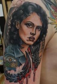 Dečkova roka je naslikala akvarelno skico ustvarjalna literarna samo lepotna študentka portretna tatoo slika