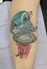 Boys Arms Gemoolt Aquarell Sketch Kreativ kosmesch UFO Tattoo Bild